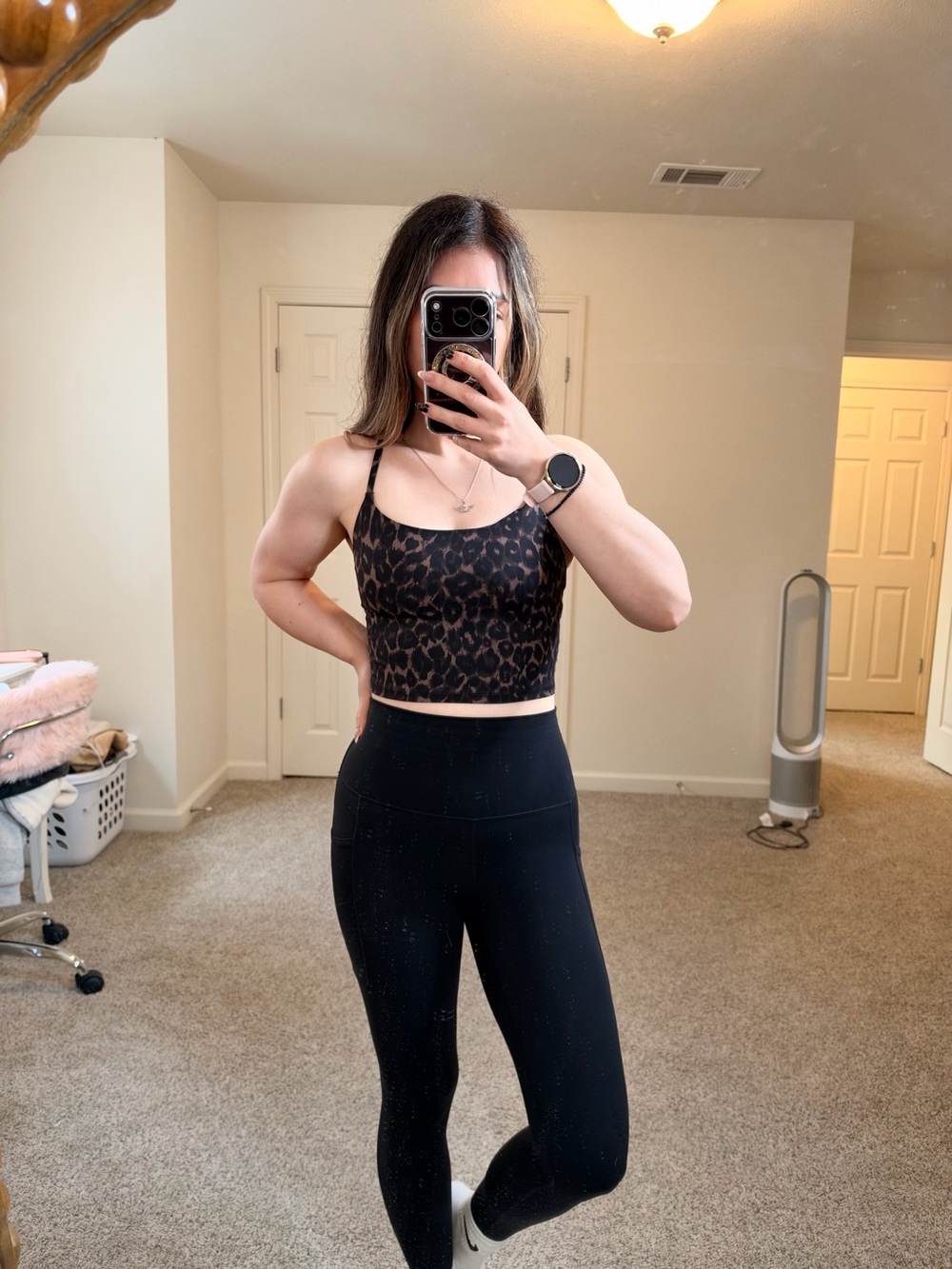 OFFLINE by Aerie Real Me XTRA Strappy Longline Sports Bra Relic Leopard S NWT 🐆